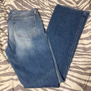 GAP ultra low rise blue denim washed flare straight wide leg